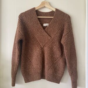 Caramel Brown V-neck Pullover sweater